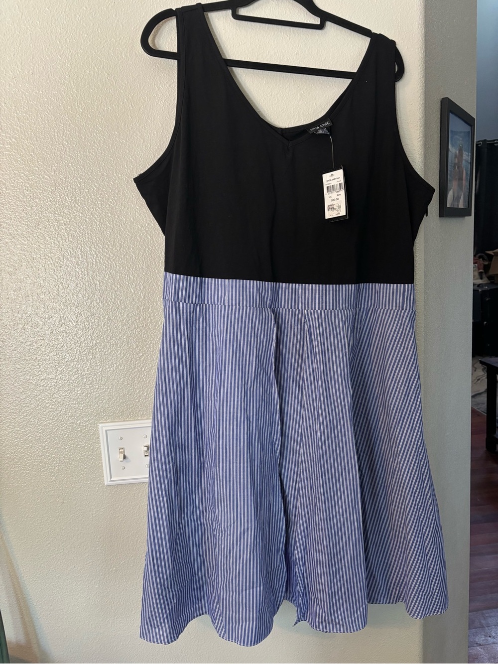 NWT City Chic Twofer Faux Wrap Striped Midi Dress 2X/24
